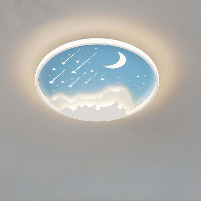 Modern Iron Round Kids LED Flush Mount Light