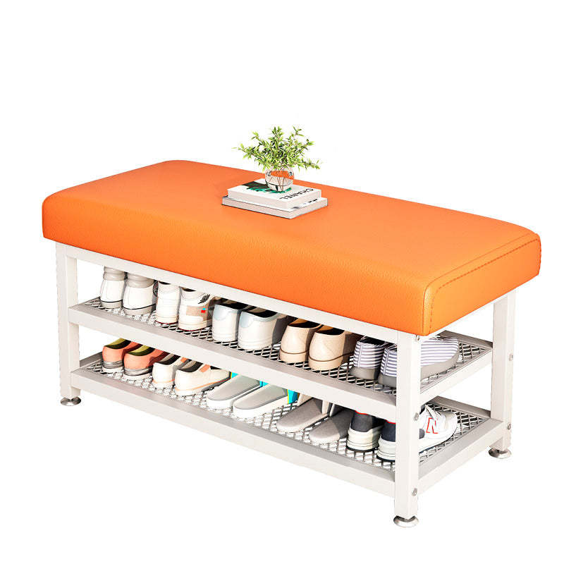 Luxury 2-shelf tech gray steel shoe storage, Lighom — 23.5" L x 12.2" W / Orange / White