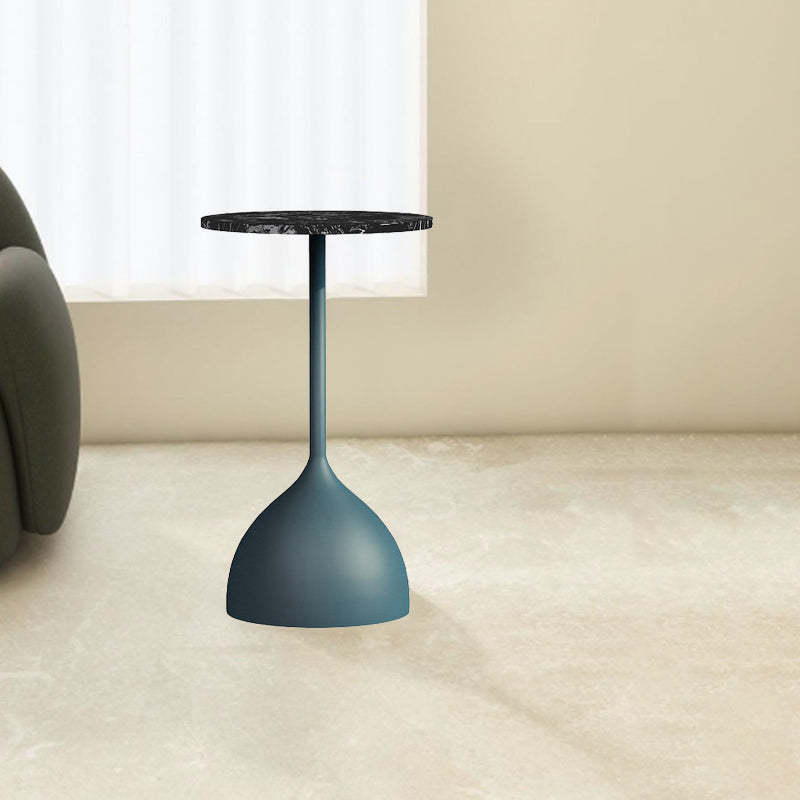Minimalist Round Iron Marble End Table