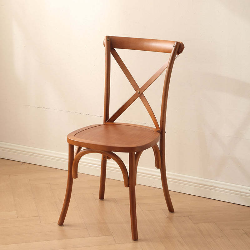 Rustic Woven Rattan Wood Dining Chair — Not Stackable / Black / Wood