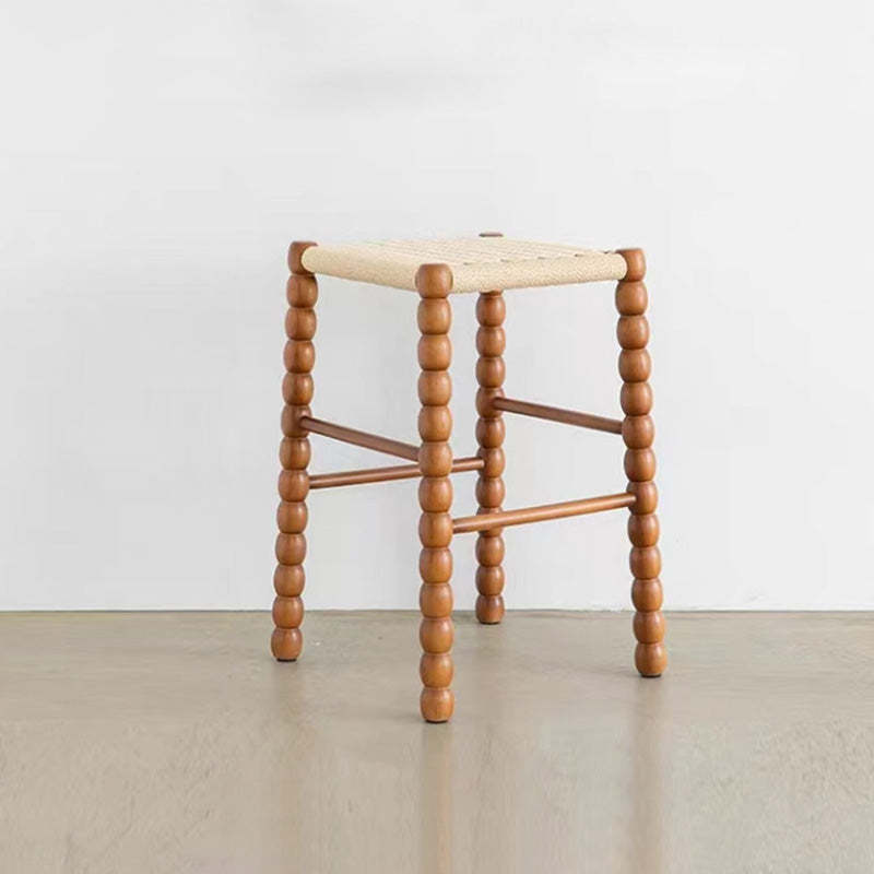 Vintage Woven Gourd Wooden Bar Stool