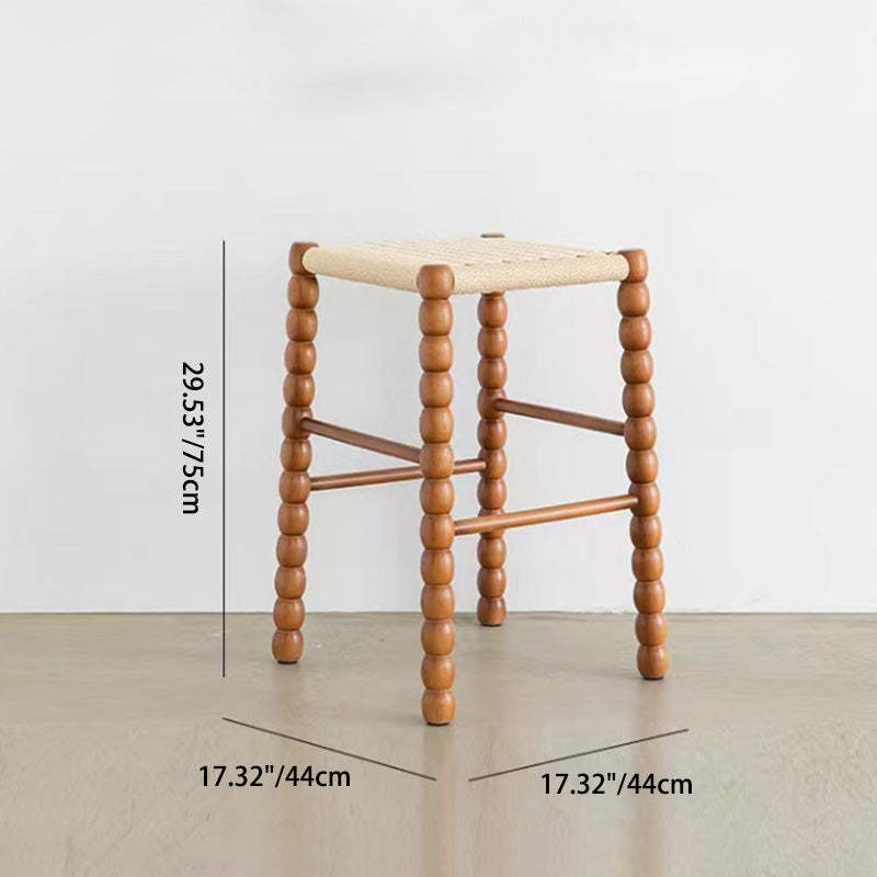 Vintage Woven Gourd Wooden Bar Stool