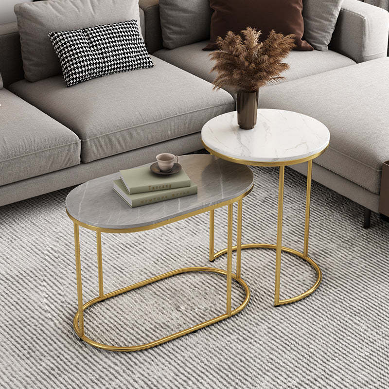 Luxury Oval Sintered Stone Nesting End Table