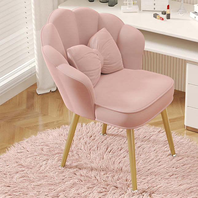 Minimalist Petal Fabric Wood Vanity Stool