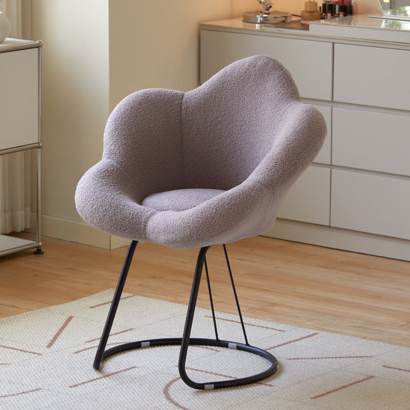 Minimalist Plum Lambswool Metal Vanity Stool