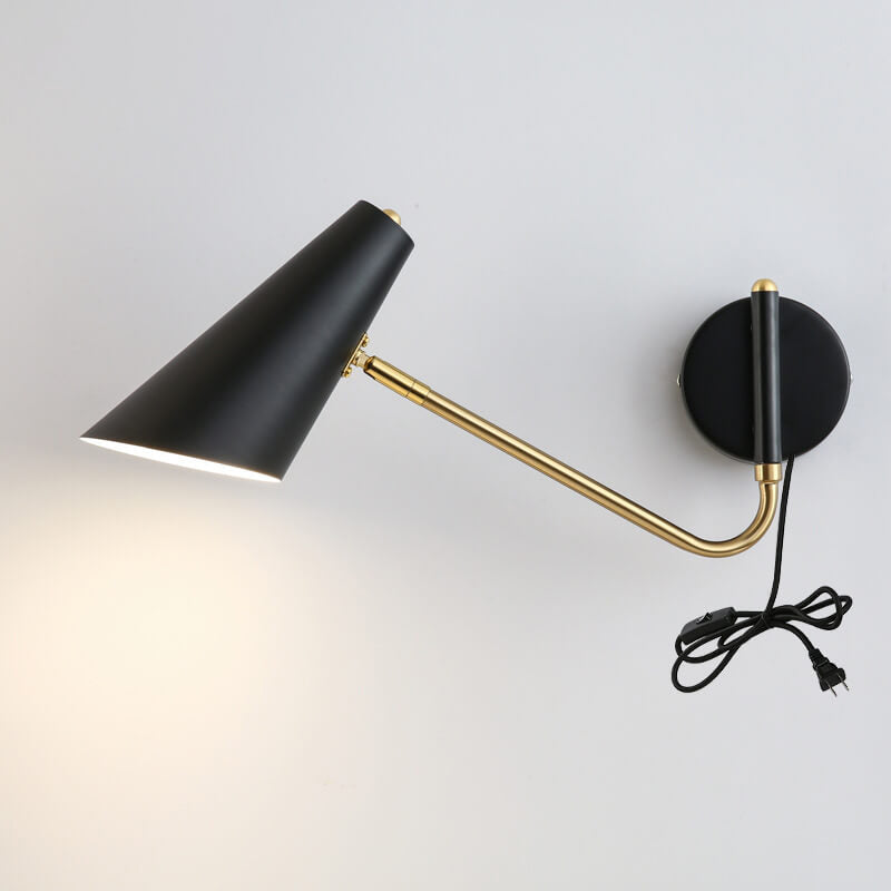 Nordic Rotating Wall Sconce — Black + Gold / Plug / 110V-120V For US/CA