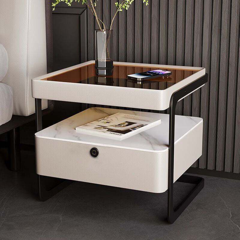 Minimalist Glass Nightstand 1-Drawer