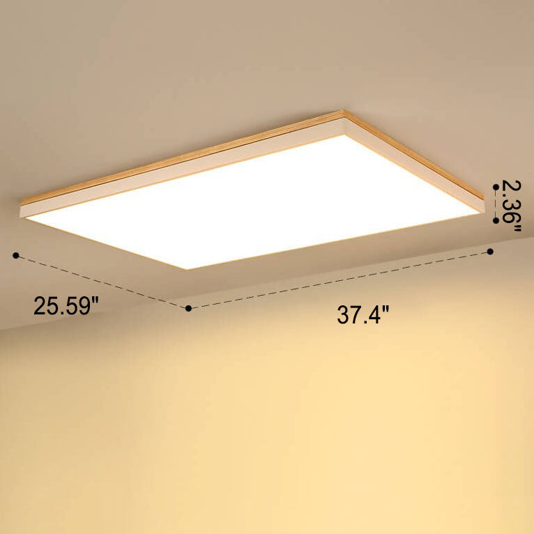 Nordic Solid Wood Square Rectangle LED Flush Ceiling Light