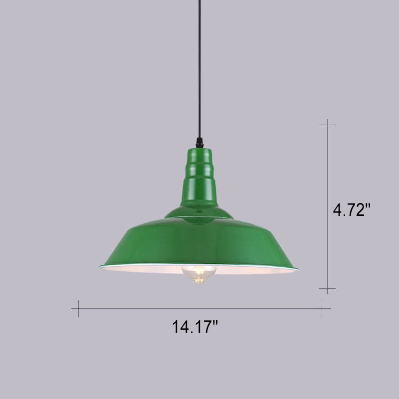 Industrial Vintage Green Iron Dome Cone Pendant