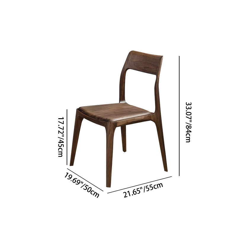 Traditional Chinese Walnut Curved Dining Chair