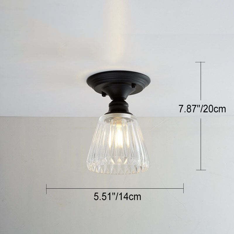 Nordic Vintage Glass Floral Geometry Semi-Flush Light