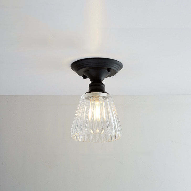 Nordic Vintage Glass Floral Geometry Semi-Flush Light