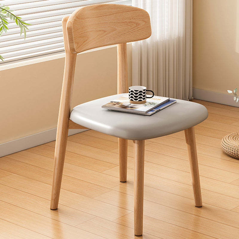 Minimalist Leather Fabric Wood Dining Chair
