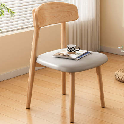 Minimalist Leather Fabric Wood Dining Chair