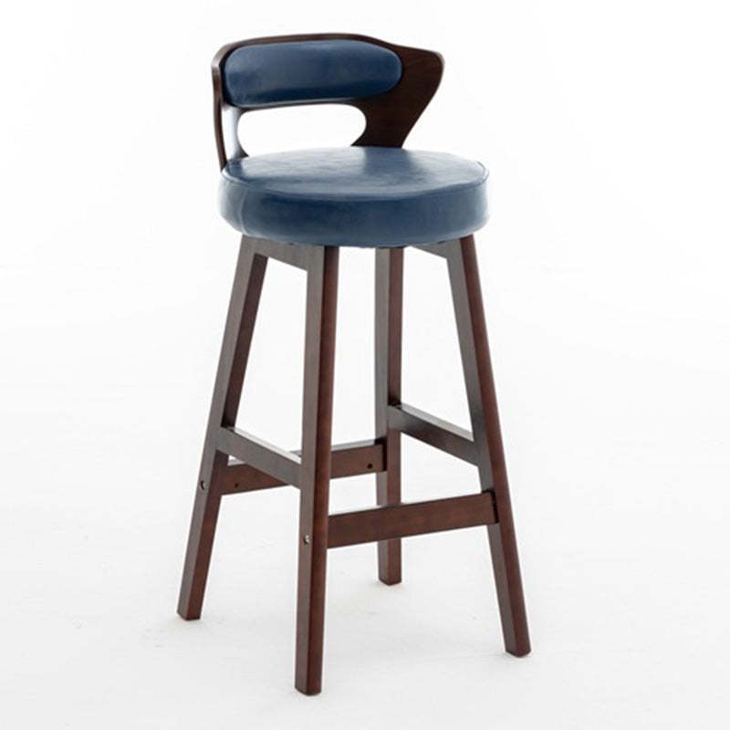 Modern PU Leather Wood Low-Back Bar Stool