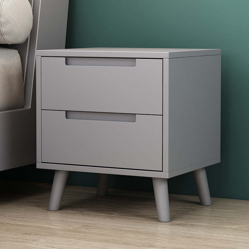 Gray wood 2-drawer nightstands - nordic