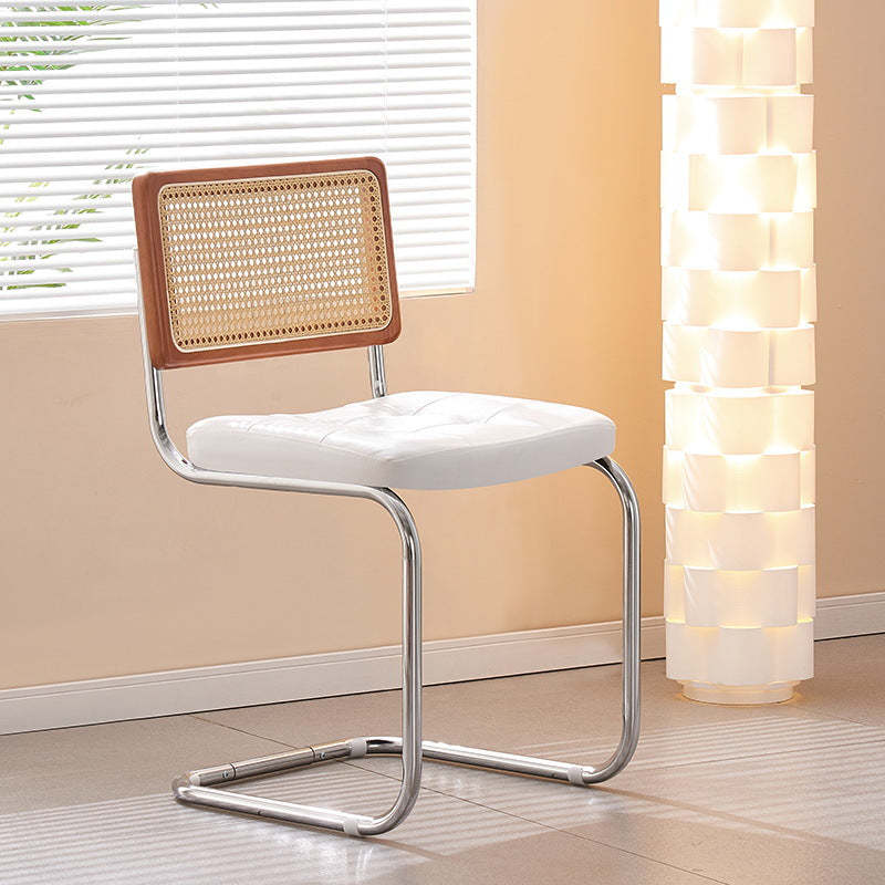 Vintage Rattan Leather Iron Armchair