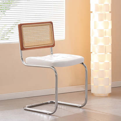 Vintage Rattan Leather Iron Armchair