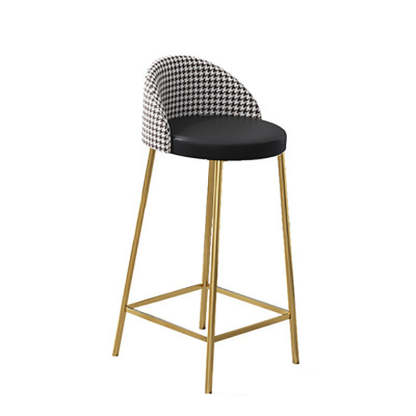 Scandinavian Round PU Leather Iron Bar Stool