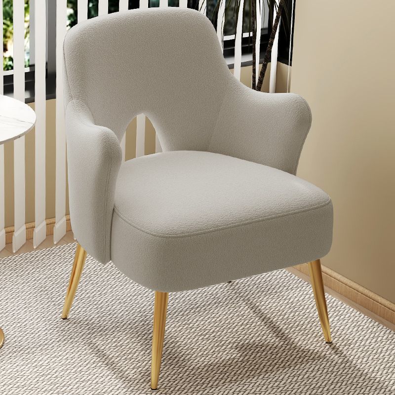Minimalist Curved Wood Metal Accent Chair