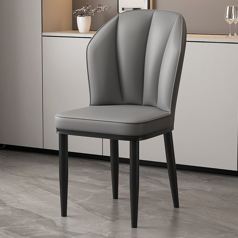 Modern PU Leather Wing-Back Dining Chair — Green + Black Legs
