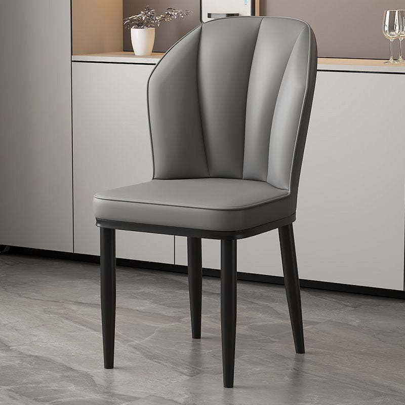 Modern PU Leather Wing-Back Dining Chair — Green + Black Legs