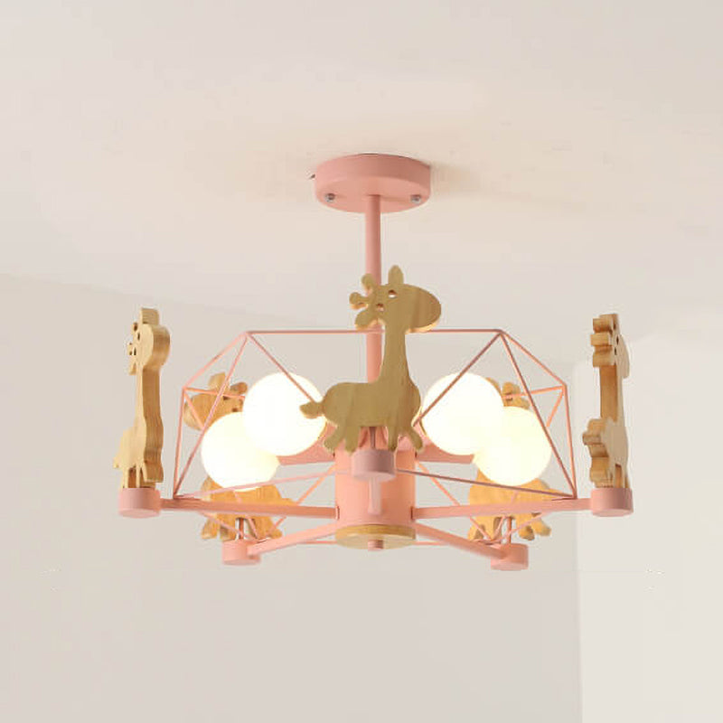 Scandinavian Childlike Giraffe Ceiling Light — Pentagram / Grey / 220V-240V For UK/AU