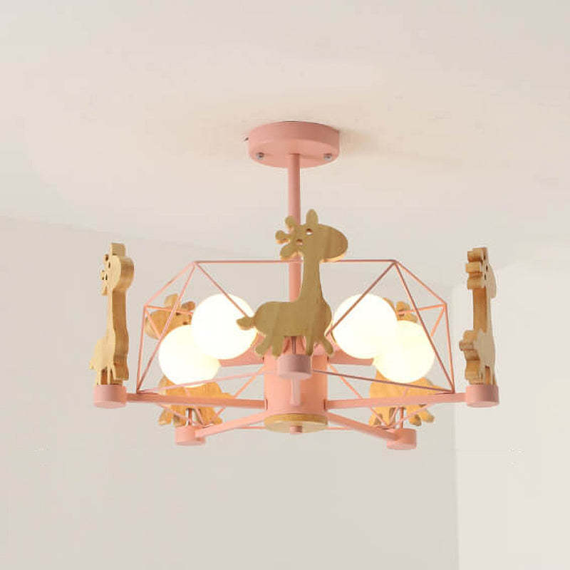 Scandinavian Childlike Giraffe Ceiling Light — Pentagram / Grey / 220V-240V For UK/AU
