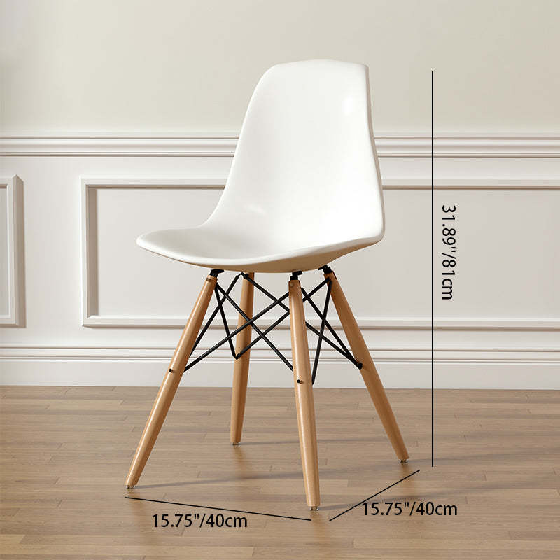 Scandinavian Upholstered Wood Trapezoidal Dining Chair — A / Red