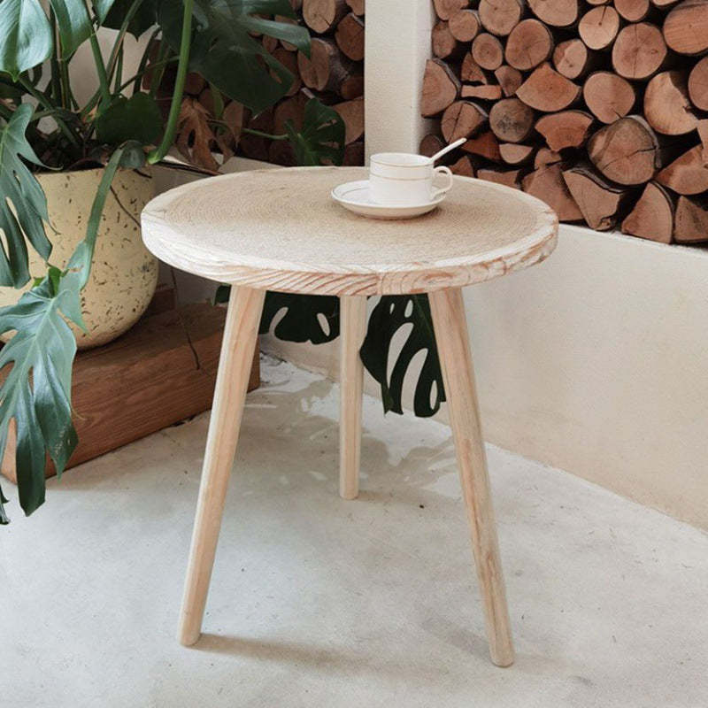 Contemporary Patterned Wood Iron Coffee Table — Wood Color