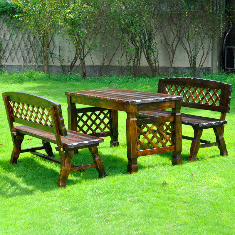 Retro Fir Lattice Outdoor Coffee Table Set
