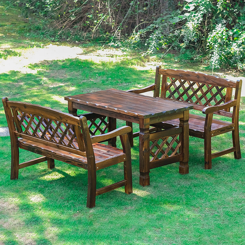 Retro Fir Lattice Outdoor Coffee Table Set — Chair Armless