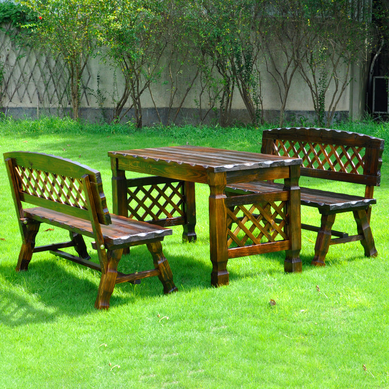 Retro Fir Lattice Outdoor Coffee Table Set — Chair Armless