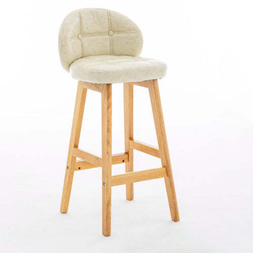 Wood leather bar & counter stools - minimalist — 14.5" L x 16" W x 23.5" H / White / Natural