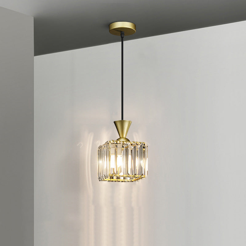 Contemporary Radiant Prismatic Crystal Pendant Light