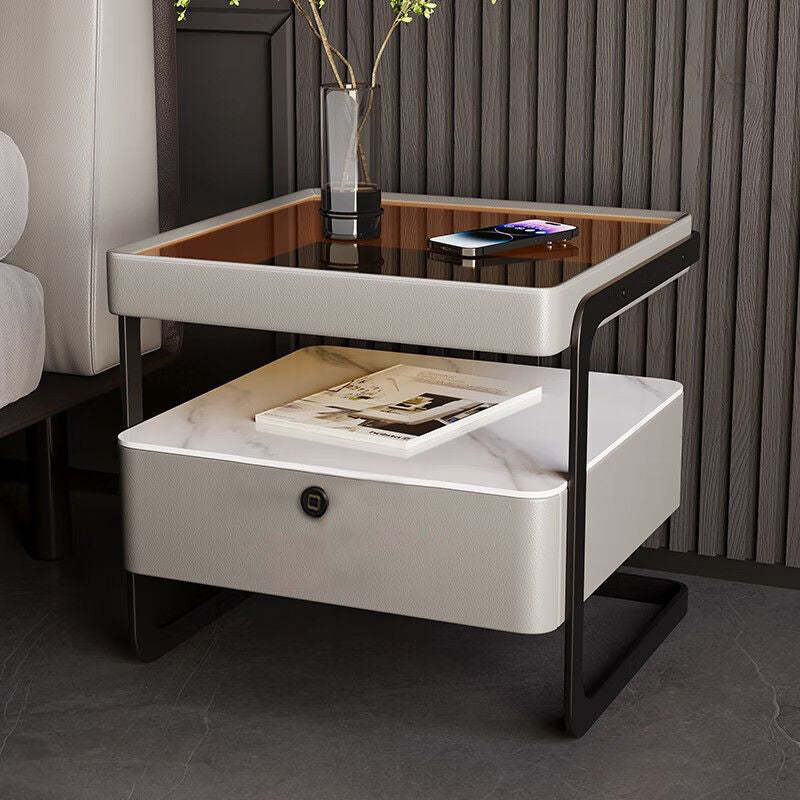 Minimalist Glass Nightstand 1-Drawer