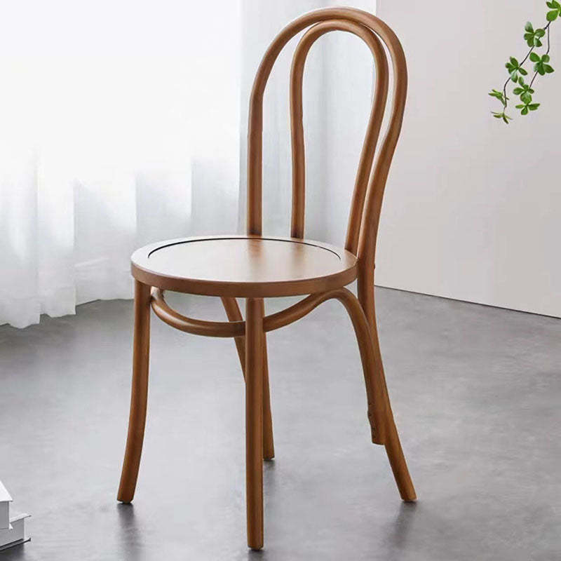 Vintage Curved Wood Wicker Dining Chair