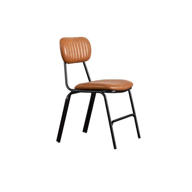 Industrial Leather Iron Striped Dining Chair