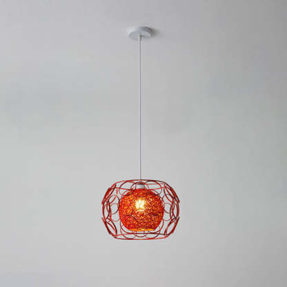 Nordic Woven Hemp Ball Iron Drum Pendant