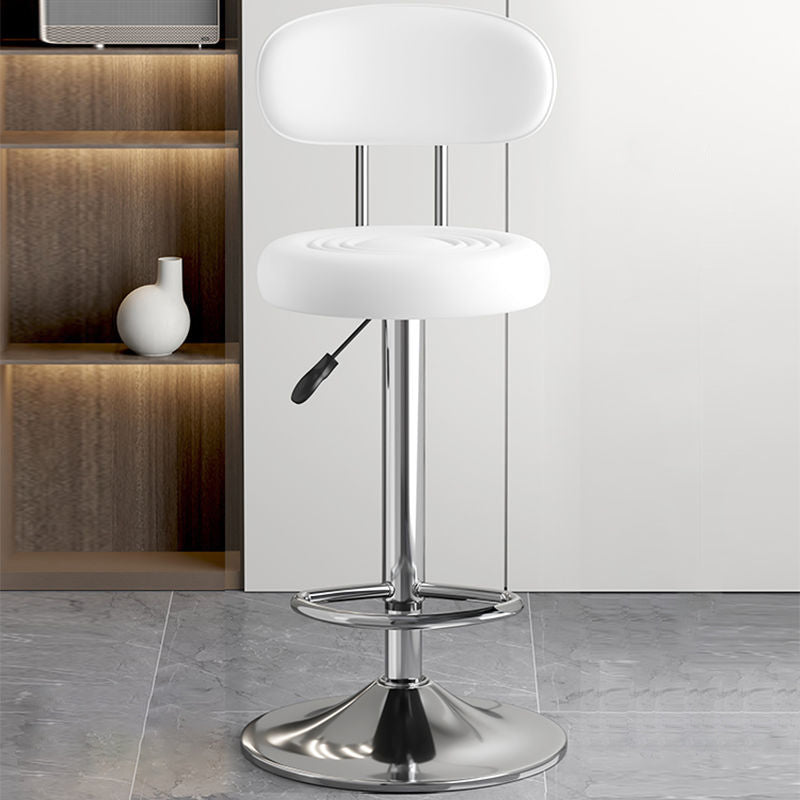 Contemporary Leather Swivel Bar Stool Height Adjustable