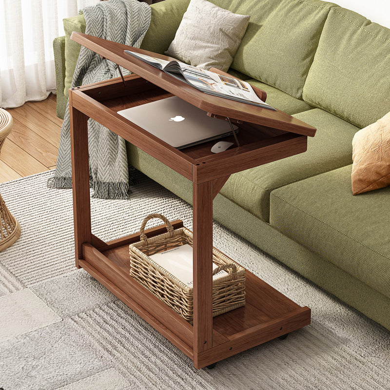 Vintage Wood Flip-Top 2-Tier Side Table — Flip-top / Walnut Wood Color