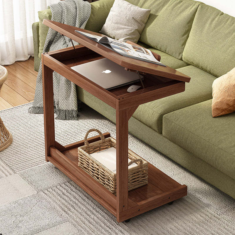 Vintage Wood Flip-Top 2-Tier Side Table — Flip-top / Walnut Wood Color