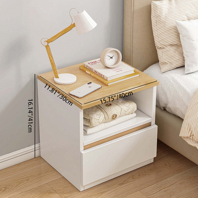 Minimalist Density Panel Cabinet Nightstand — White