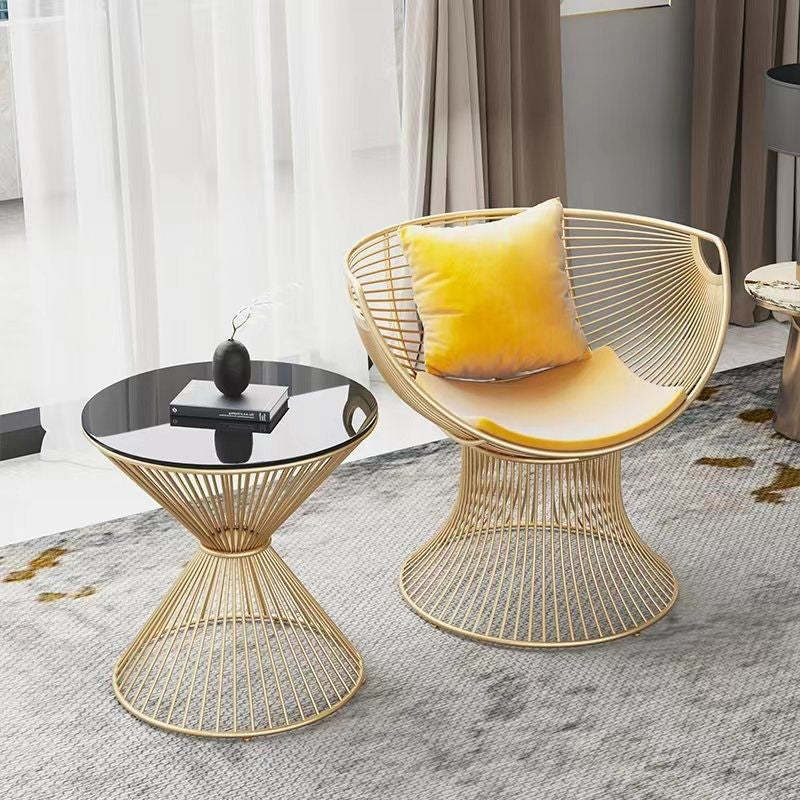 Luxury Oval Curved Upholstered Iron Chair