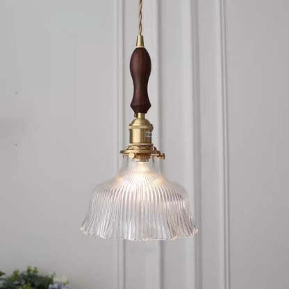 Nordic Flower Copper Walnut Glass Pendant