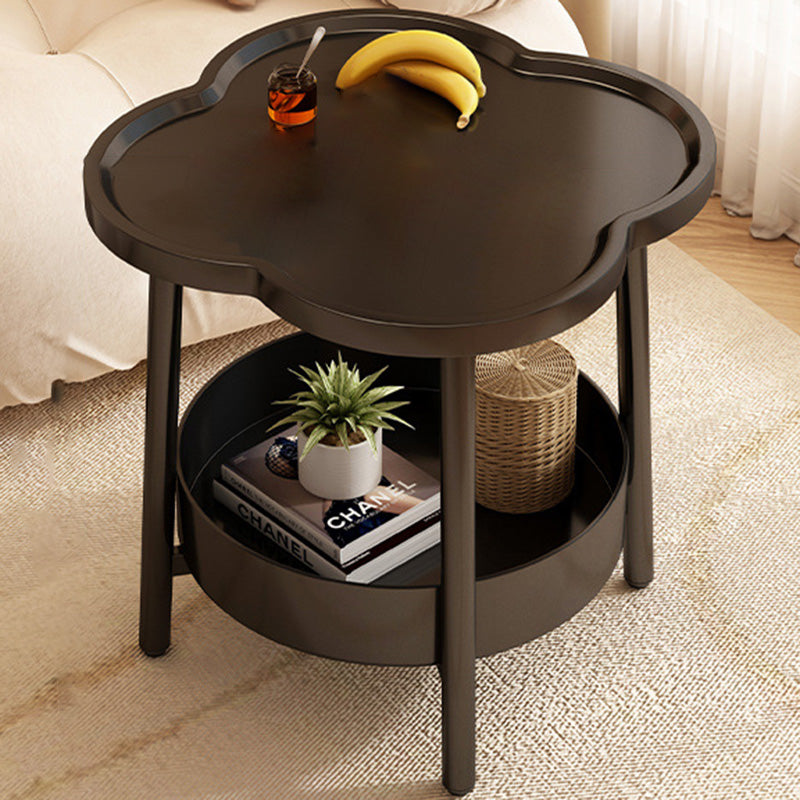 Floral Clover Iron Basket End Table — Beige / B