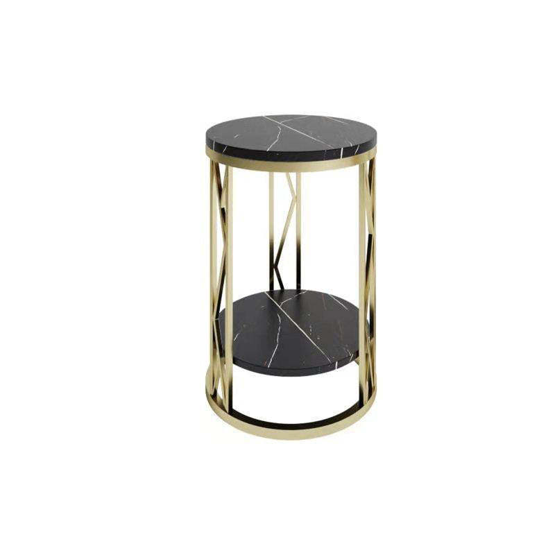 Luxury Round Iron Rock Slab Coffee Table