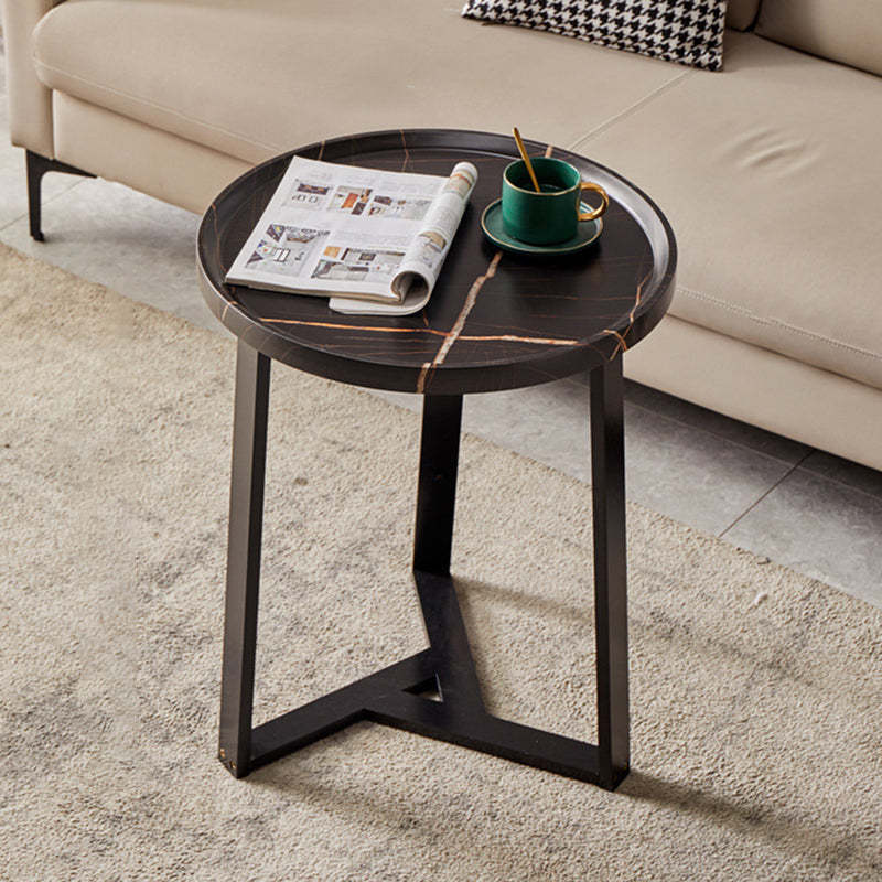 Nordic Round Iron 2-Tier Coffee Table — 1 - Tier / Walnut Color