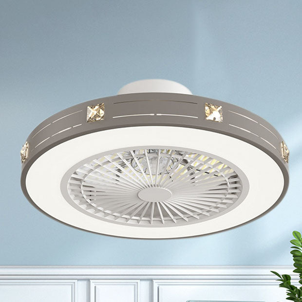 Minimalist Iron Copper LED Flush Mount Ceiling Fan Light