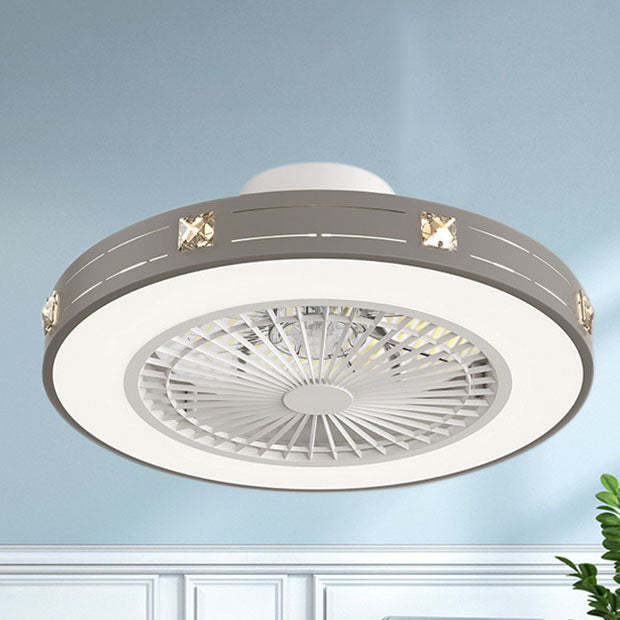 Minimalist Iron Copper LED Flush Mount Ceiling Fan Light
